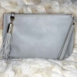 Shiraleah Chicago Women Textured Wristlet Clutch Wallet Tan Gold Zip Tassle New